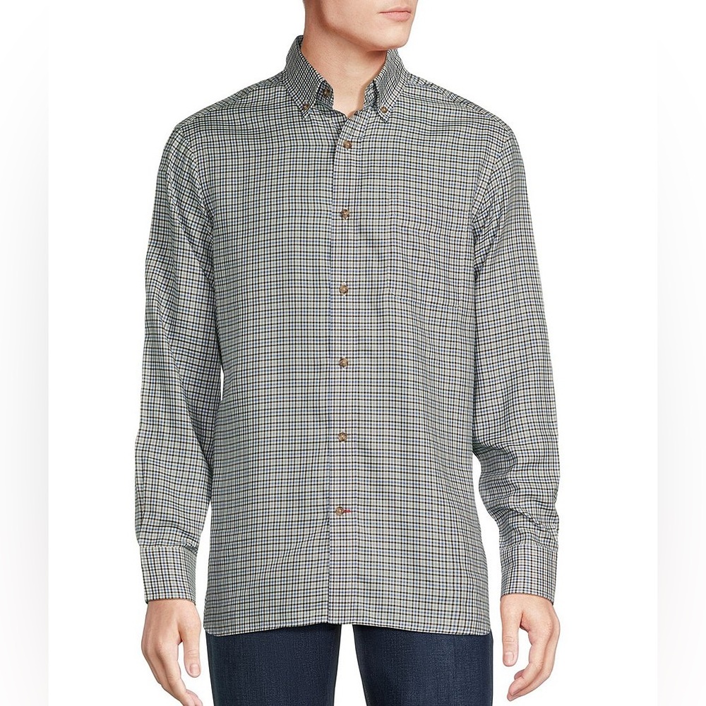 NWT Cremieux Plaid Long-Sleeve Blue Label Classic Oxford Shirt | Size M
